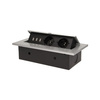 Gniazdo meblowe wpuszczane w blat z grubym rantem. 2x2P+Z. 3 porty USB. srebrne OR-AE-1324/G