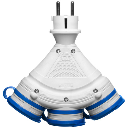Rozgałęźnik przenośny szaro-niebieski R-X3/44S IP44 3×2P+Z 16A 250V Schuko W-01161