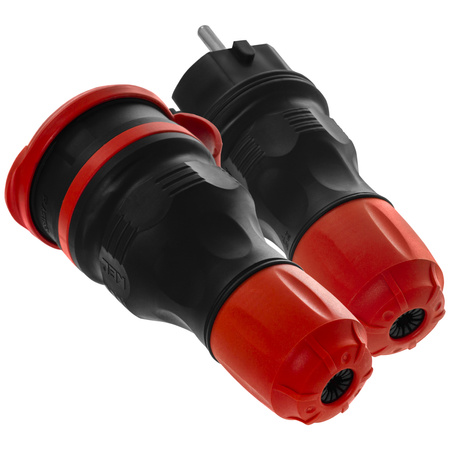 Zestaw przyłączeniowy z wtyczką WT-54 i gniazdem GN-44 250V Schuko czarno-czerwony W-98862