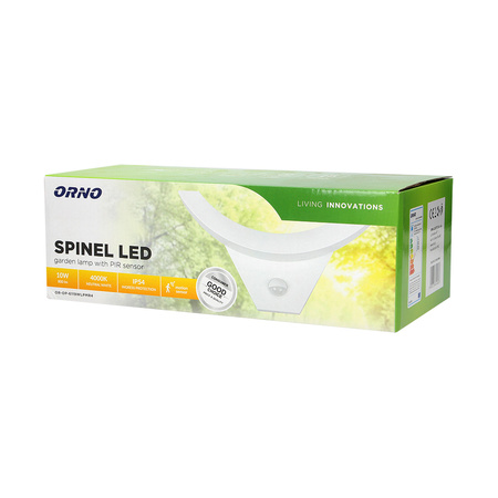 SPINEL LED 10W. oprawa ogrodowa z czujnikiem ruchu 140st. 800lm. IP54. 4000K. IK10. biała OR-OP-6119WLPMR4