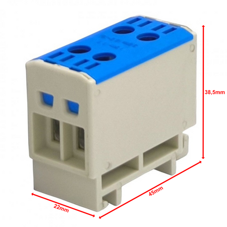 Złączka szynowa uniwersalna ETB 16/1x2 Al/Cu elektryczna śrubowa 4 otwory do kabli Elektro Becov UK2016.12