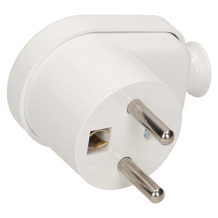 Wtyczka kątowa 2P+Z. biała WT-16/BIAŁY