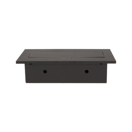 Gniazdo meblowe wpuszczane w blat z grubym rantem. 2x2P+Z. 3 porty USB. czarne