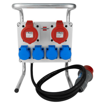 Rozdzielnica elektryczna przenośna 2xCEE 16A 4xSchuko erbetka ze stojakiem Brennenstuhl 115 1153750