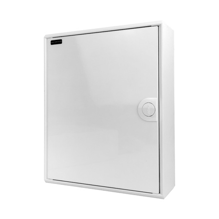 Rozdzielnica modułowa natynkowa 2x12 zabezpieczona 8xMCB 1xRCCB VDE ogranicznik przepięć Saltek okablowana skrzynka elektryczna Hager 370x305x96,5mm zaciski rozgałęźne L1, L2, L3, N, PE Doktorvolt DV-6302-NT