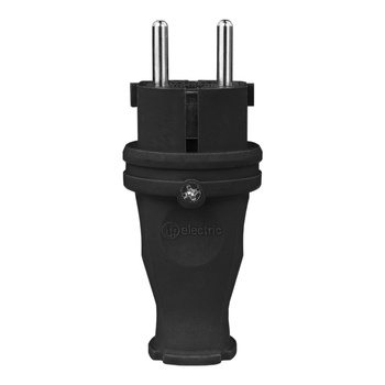 Wtyczka gumowa prosta 16A 230V czarna Schuko 3101-301-0300