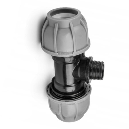 Trójnik PE do rur skręcany 50mm gwint zewnętrzny 6/4" PN10 BRADAS DSRA10T50M64
