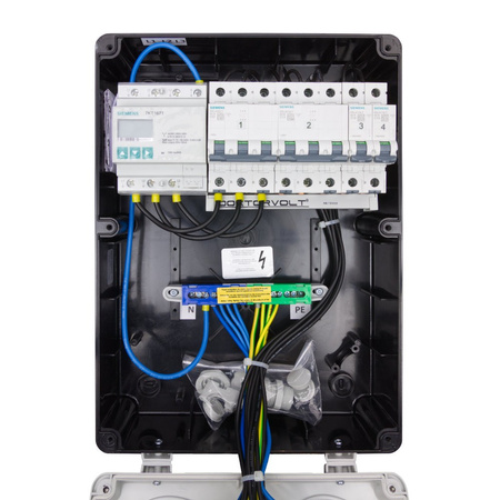 Rozdzielnica budowlana z licznikem 3F Siemens pTD-S 32A 16A 2x230V gniazda Mennekes Schuko Doktorvolt DV-4838-D