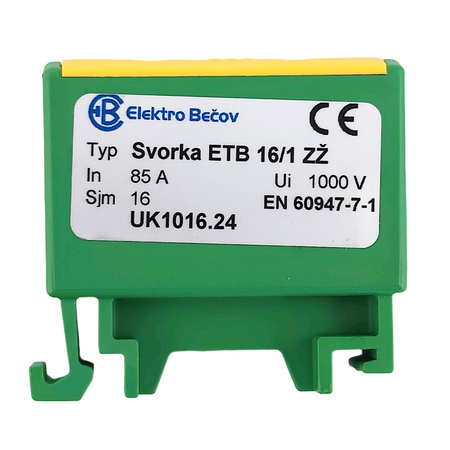 Złączka szynowa uniwersalna ETB 16/1 Al/Cu elektryczna śrubowa 2 otwory do kabli Elektro Becov UK1016.24