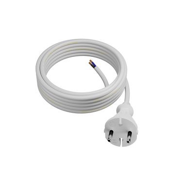 Przewód przyłączeniowy 5m z wtyczką prostą TYP E 230V 16A 2×1 mm² H05VV-F PP-21 biały W-98343