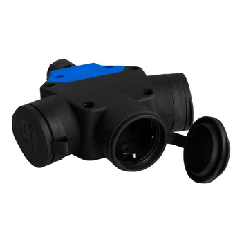 Jednofazowe gniazdo trójdrożne 3x16A 230V schuko IP44 rozgałęźnik TpE 3101-314-0300