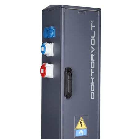 Słupek dystrybucyjny 2x16A 5P 400V rozdzielnica elektryczna z przyłączem wodnym 4x16A 2p+E 230V 2x16A 3P 230V CV-CAMP DV-2209-D