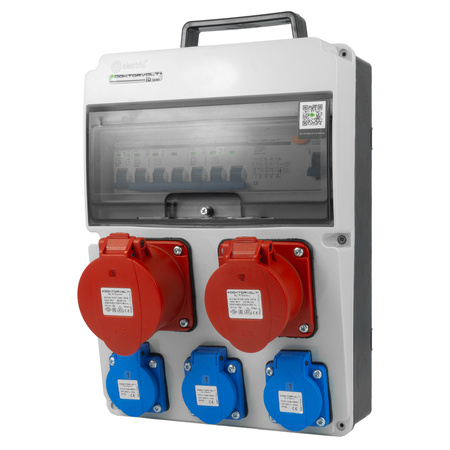 Rozdzielnica budowlana 16A 32A CEE 3x230V erbetka z uchwytem zabezpieczona Doktorvolt DV-8126-F