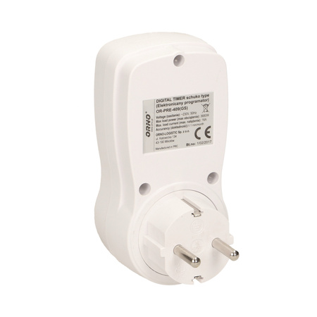 Elektroniczny programator czasowy. 16 programów. wersja schuko OR-PRE-409(GS)