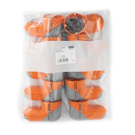 F-tronic Puszka instalacyjna IT 10 sztuka 68 mm podtynkowa z membraną wiatroszczelna 10 sztuka pomarańczowa VDE F-tronic 735 E5000