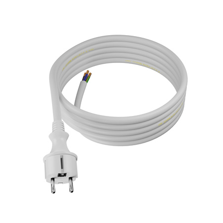 Przewód przyłączeniowy 3m z wtyczką prostą 250V 16A 3x2,5 mm² IP44 H05VV-F PP-40H biały W-98616