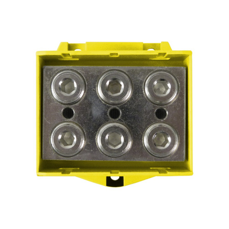 Złączka szynowa 25-150mm2 żół-ziel 6 otwor AL/CU TH35 1P Morek MAA3150Y10