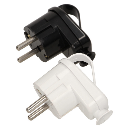 Wtyczka kątowa 2P+Z z uchwytem. biała WT-16UZ/BIAŁY