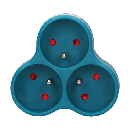 Rozgałęźnik 3x2P+Z. turkusowy OR-AE-13134/T