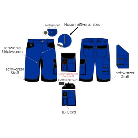 Krótkie spodenki robocze 245 g/m2 R50 dla elektryków Doktorvolt DV-2148-SK-B551-50