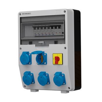 Rozdzielnica budowlana z rozłącznikiem DV-S/FI 5x230V Schuko Doktorvolt® DV-1974-D
