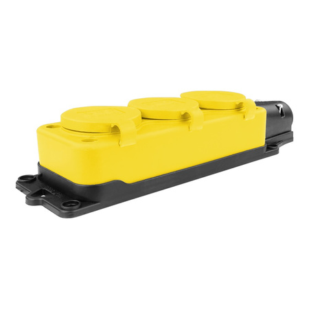 Listwa zasilająca 3 gniazda 16A 230V bez kabla żółta Schuko 3101-308-0700