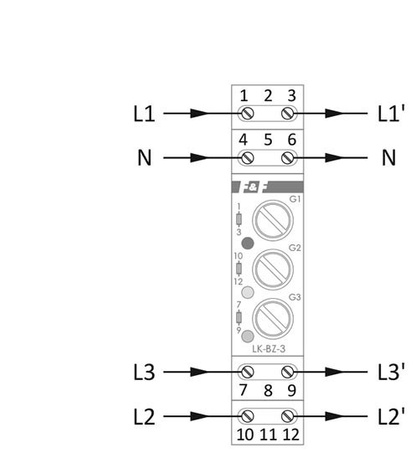 Trójfazowa lampka kontrolna z zabezpieczeniem LK-BZ-3 K 3x230 V+N 3-kolorowa F&F 2946