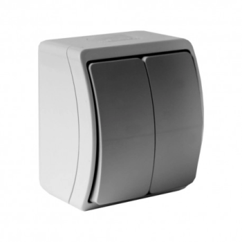 Łącznik świecznikowy podwójny natynkowy IP44 popiel/grafit 152-08 DV 152-08-DRV