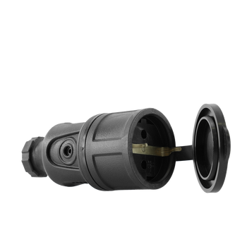 Gniazdo przenośne 230V Schuko 2P+Z IP44 16A z uziemieniem czarne W-89996