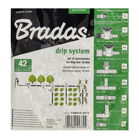 Akcesoria do linii kroplującej BRADAS 16mm DRIP SYSTEM DSWA20-SET2