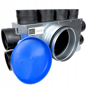 Skrzynka rozdzielcza rozdzielacz rurowy wentylacyjny fi 160 8x75 mm płaski E-KRR-8x75/160-OC