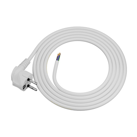 Przewód przyłączeniowy 2m z wtyczką kątową Uni-Schuko 250V 16A 3x1,5 mm² OMY PP-50 biały W-97179