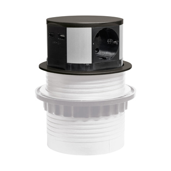 Gniazdo meblowe do zabudowy 3x 230V Schuko 1x USB-A 1x USB-C W-72014