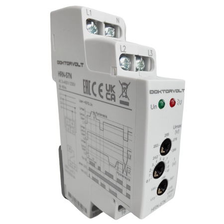 ELKO Przekaźnik nadzorczy napięcia 3-fazowy z ustawialnym poziomem HRN-57N