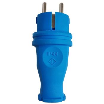 Wtyczka gumowa prosta 16A 230V IP44 Uni-Schuko niebieska 3101-303-0900