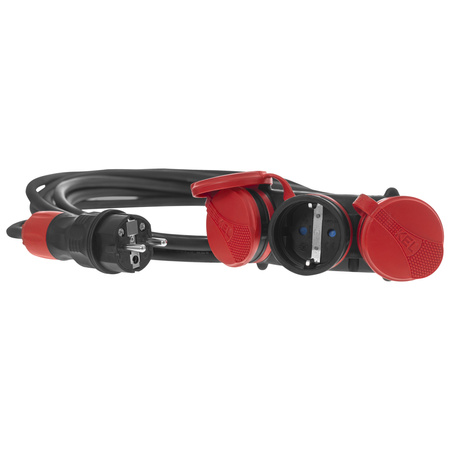 Przedłużacz trójdrożny 10m 250V 16A Schuko 3×2P+Z H05RR-F 3×2,5 mm² IP44 W-01192