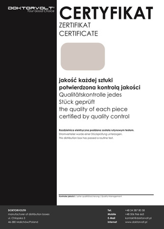 Rozdzielnica wisząca mDV 3x230V z kablem i wtyczką Doktorvolt® 2657