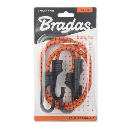 Zestaw 2 x guma elastyczna z metalowym hakiem PVC 0,8x60cm Bradas BCH2-08060OR-B