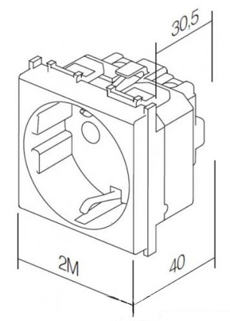 Gniazdo modułowe do puszki podłogowej 2P+Z 16A Modul 2M czarne bez ramki TEM do PD12 VM40SB-B