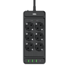 Listwa przepięciowa 6x gniazdo Schuko 3x USB-A 1x USB-C czarna W-00354