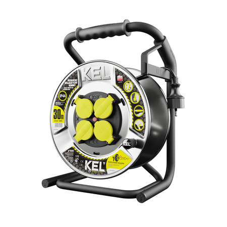 Przedłużacz bębnowy 30m HEAVY LINE z metalowym bębnem i 4 gniazdami 230V W-99449