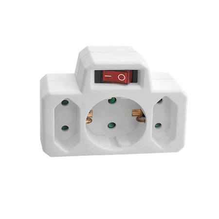 Rozgałęźnik 1x2P+Z (Schuko) 2x2P/II z włącznikiem biały OR-AE-13191(GS)