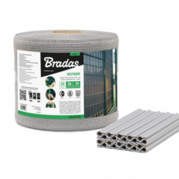 Taśma ogrodzeniowa balkonowa jasnoszara 19cm x 36m klipsy BRADAS TOB2001936LGY
