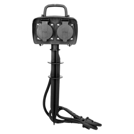 Gniazdo ogrodowe 2x2P+Z (schuko). IP44. 1.5m H07RN-F 3x1.5mm2 OR-AE-13138(GS)