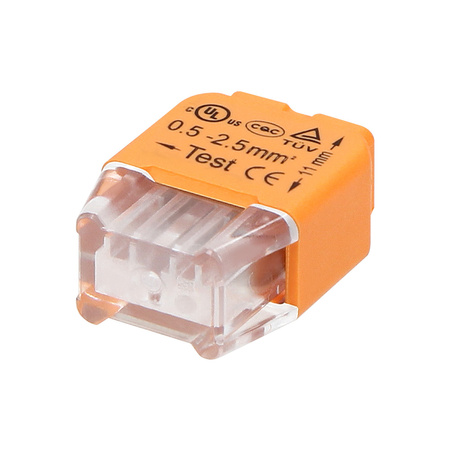 Złączka instalacyjna wciskana 2-przewodowa  na drut 0.75-2.5mm2  IEC 300V/24A  100 szt.