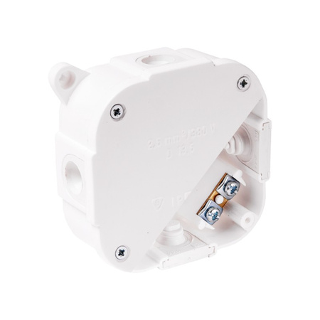 puszka n/t hermetyczna biała z zaciskami wym/zew 88x88x40 mm IP44 ViPlast 074-51