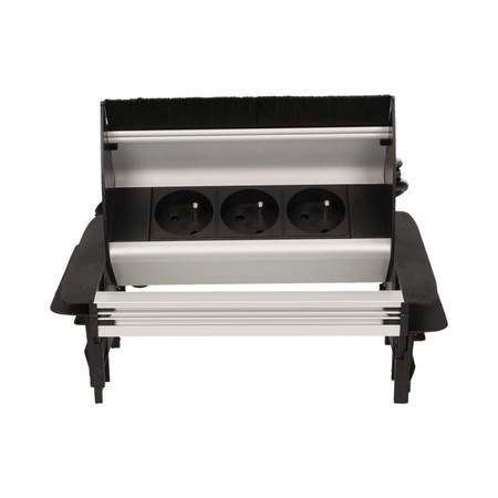 Gniazdo meblowe wpuszczane w blat ze szczotką przeciwkurzową i przewodem 1.8m. 3x2P+Z OR-AE-1361