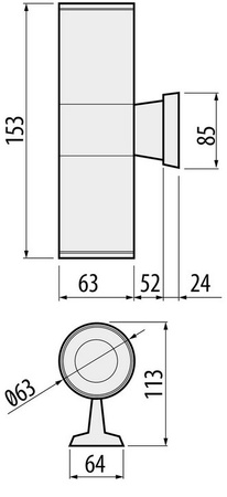 Oprawa elewacyjna 2xGU10 2x10W IP54 szara kinkiet lampa ścienna BALEO MINI GTV 6893