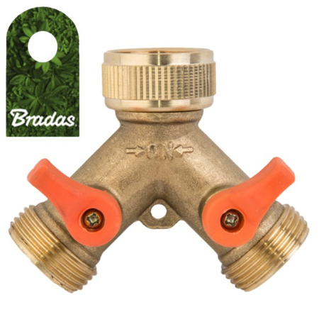 Trójnik z zaworami kulowymi GW 3/4" na 2x GZ 3/4" MOSIĄDZ BRADAS BR-2234