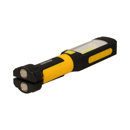 Latarka warsztatowa LED COB 3W/200lm+ LED 3W/120lm LED. 3 x AAA. magnes. haczyk. klamra. podwójne światło OR-LT-1525